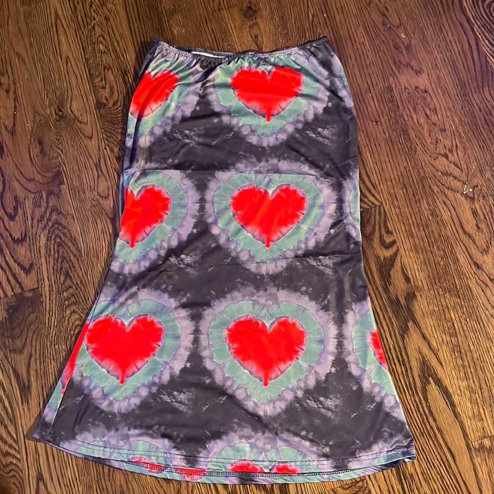 midi tie dye heart skirt
